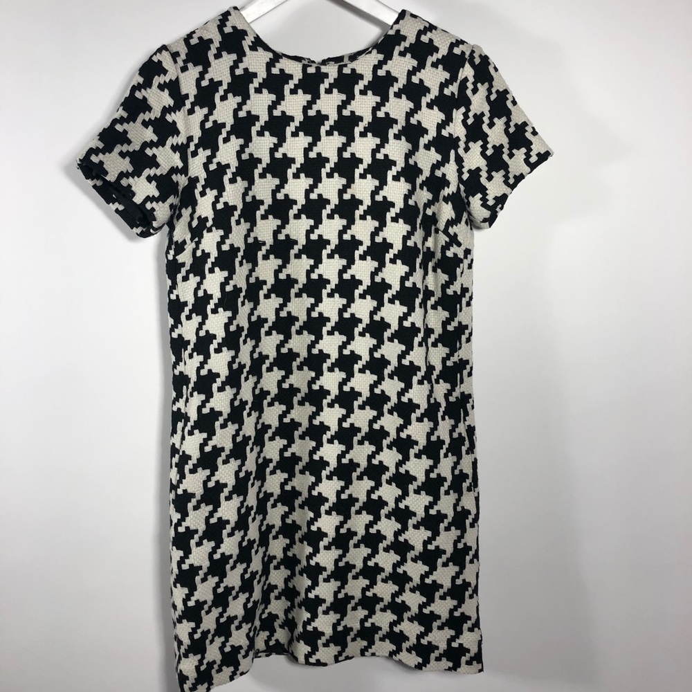 Joe Fresh tweed herringbone black white dress s